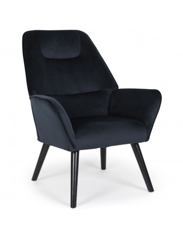 Fauteuil scandinave dossier haut Fox Velours Noir qh8857kvelvethlr66black