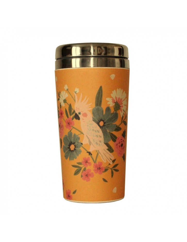 Mug isotherme en bamboo cacatoes jungle MUGBAM18R02