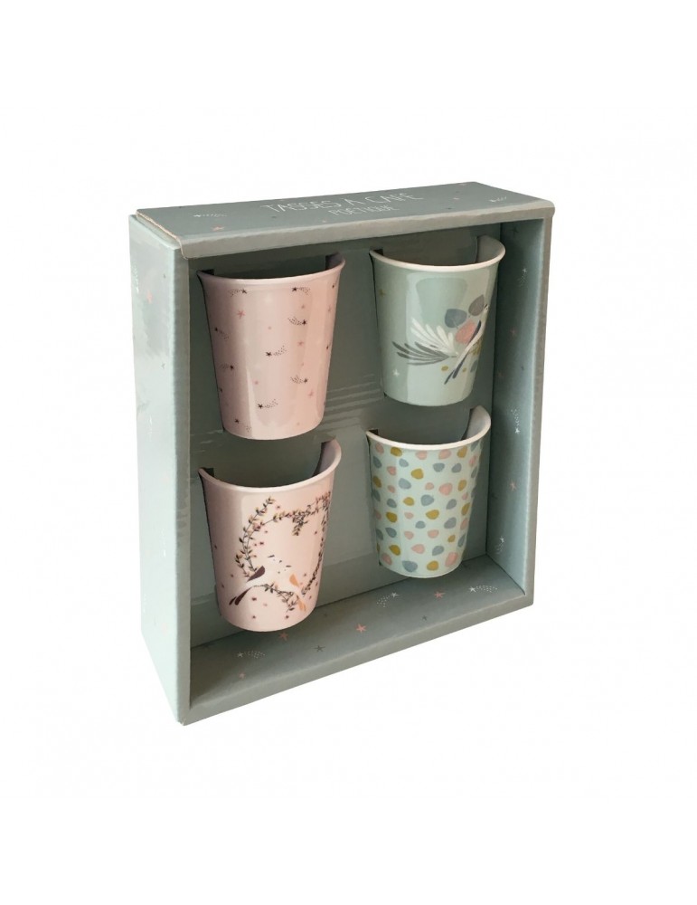 Set de 4 tasses a cafe en porcelaine poetique MUGP17Q01Kiub Set de 4 tasses a cafe en porcelaine poetique MUGP17Q01Kiub