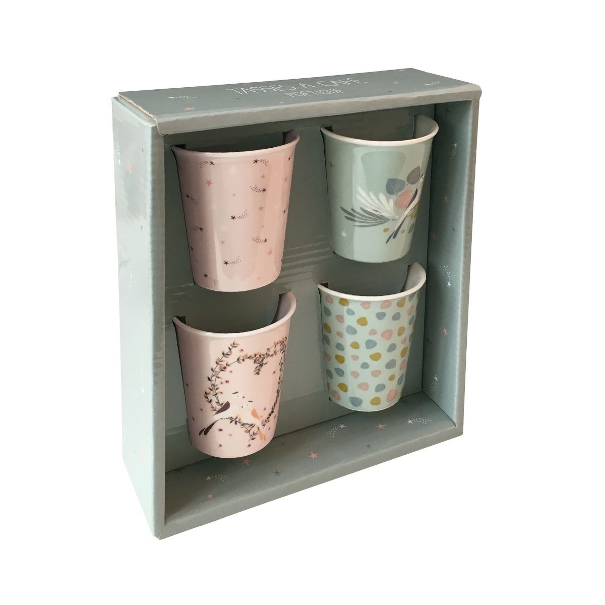 Lot De 4 Tasses à Café En Pâte De Verre - Peintes à La Main, Couleur Multicolore - Occasion