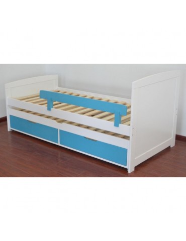 Lit gigogne enfant avec sommiers et tiroirs Patapon Blanc et Bleu gc1623whiteblue