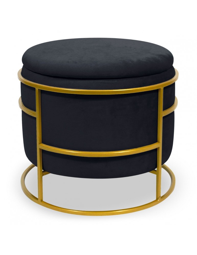 Pouf coffre rond Ringo en velours Noir lsr20012blackvelvet86