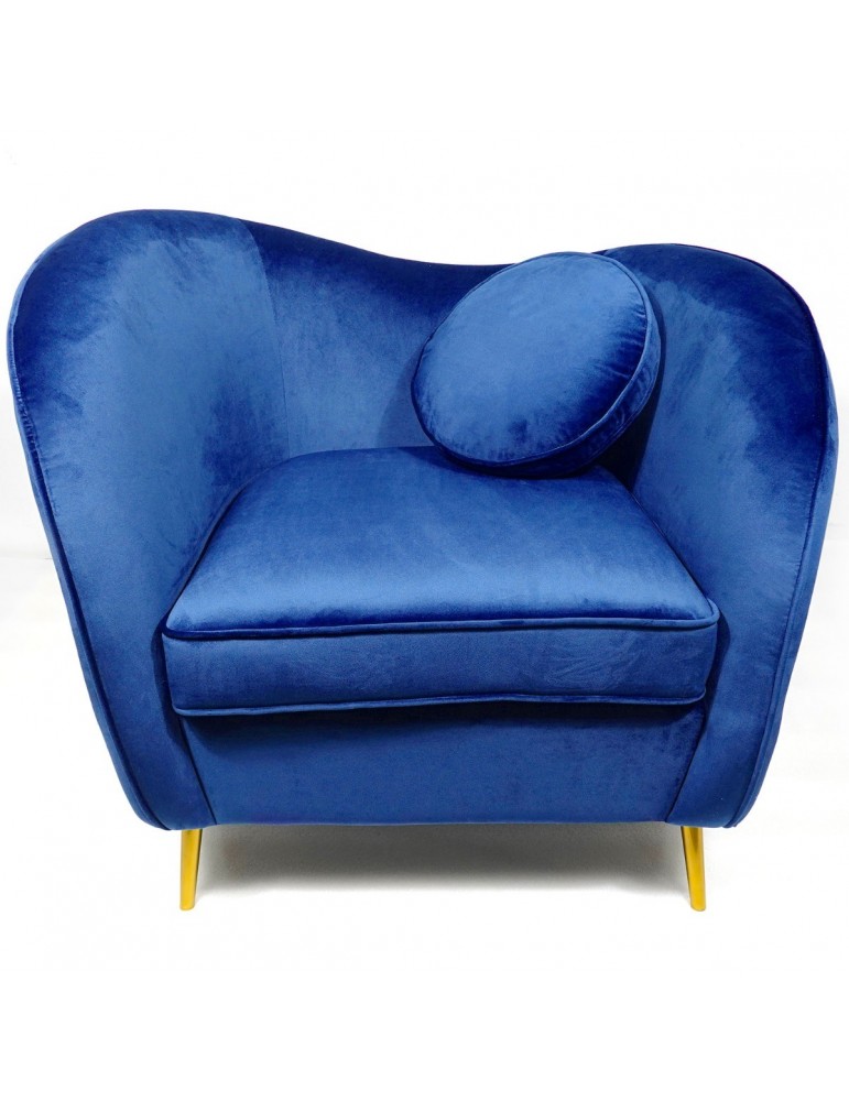 Fauteuil Altess Velours Bleu pieds Métal Or lsr20036bluevelvet78