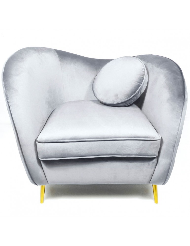 Fauteuil Altess Velours Argent pieds Métal Or lsr20036silvervelvet61