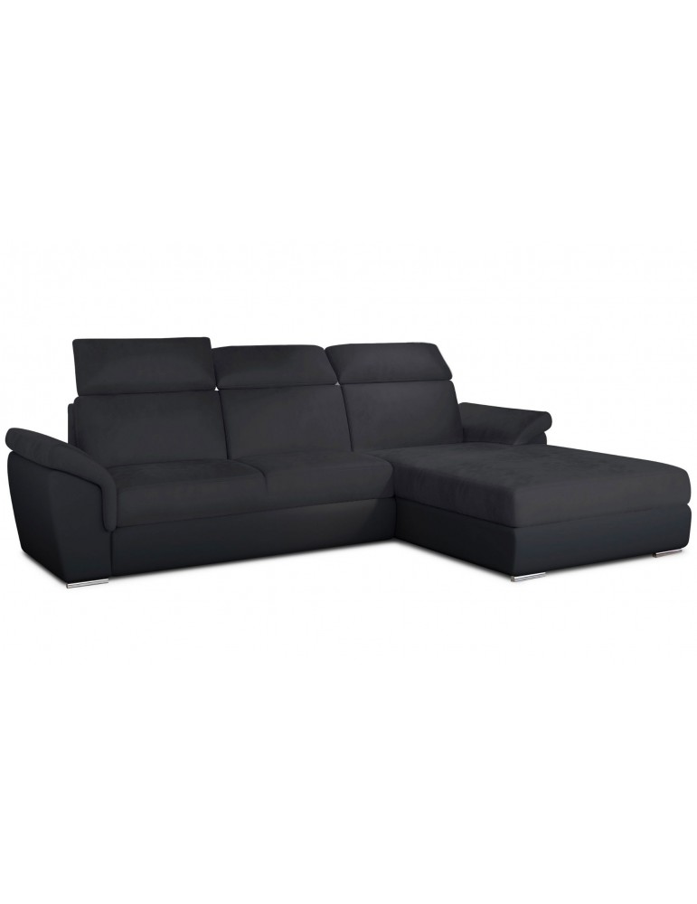 Canapé d'angle convertible Trevisco Simili Noir trevdsoft11