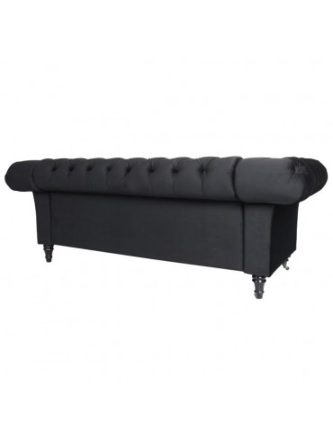 Canapé Chesterfield 3 places Queen Velours Noir lf33583vnoir