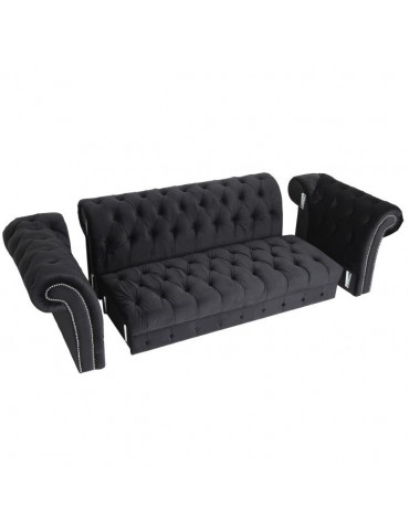 Canapé Chesterfield 3 places Queen Velours Noir lf33583vnoir