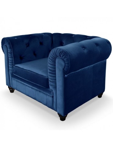 Grand fauteuil Chesterfield Velours Bleu a605v1bleuvelvet