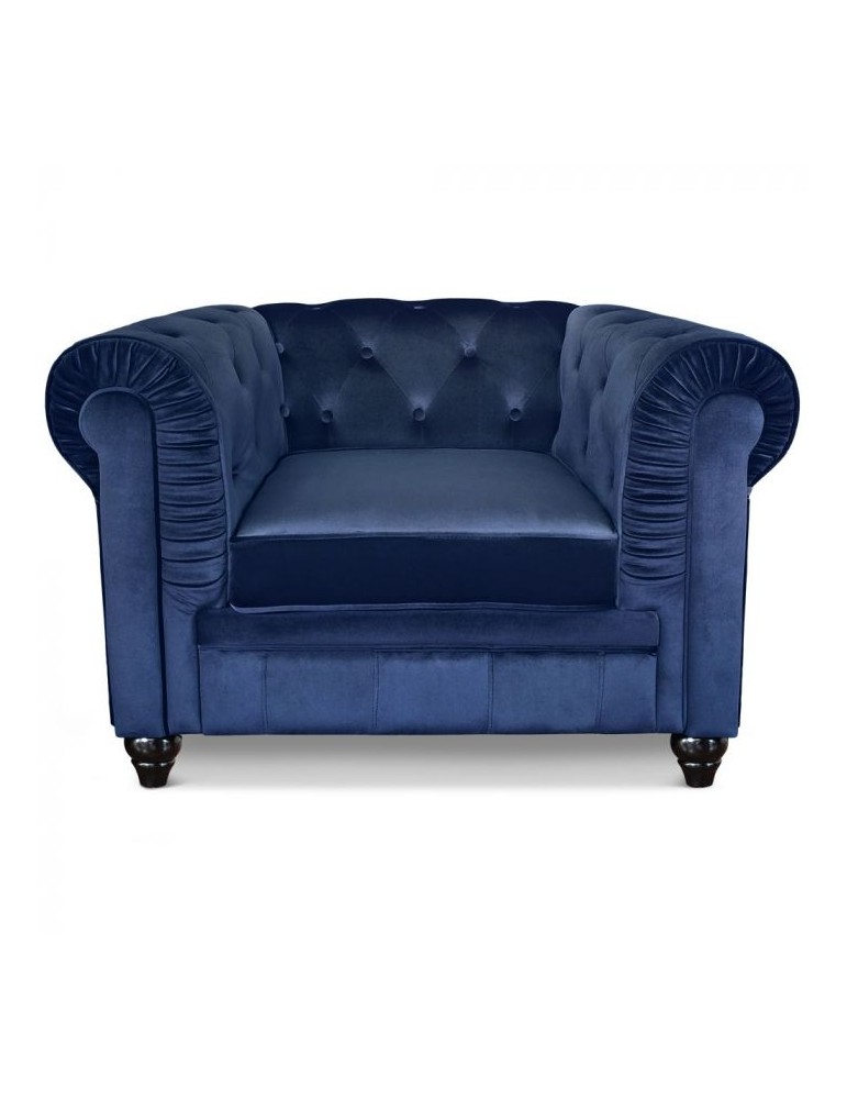 Grand fauteuil Chesterfield Velours Bleu a605v1bleuvelvet
