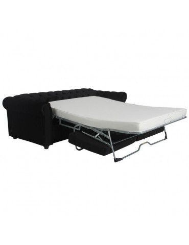 Canapé Chesterfield convertible express avec matelas Domingo Velours Noir lf3158bblackvelvet