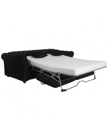 Canapé Chesterfield convertible express avec matelas Domingo Velours Noir lf3158bblackvelvet