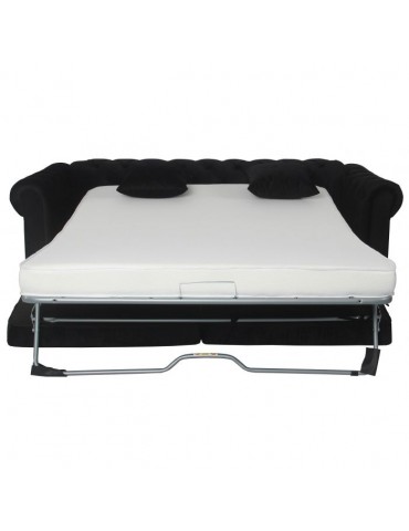 Canapé Chesterfield convertible express avec matelas Domingo Velours Noir lf3158bblackvelvet