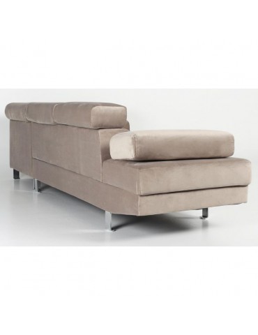 Canapé d'angle avec têtières relevables Alfa Velours Taupe lf3045sgputtyvelvet