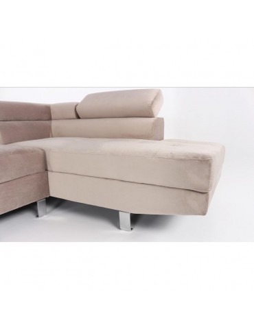 Canapé d'angle avec têtières relevables Alfa Velours Taupe lf3045sgputtyvelvet