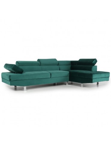 Canapé d'angle avec têtières relevables Alfa Velours Vert lf3045sggreenvelvet