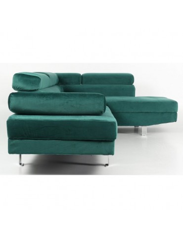 Canapé d'angle avec têtières relevables Alfa Velours Vert lf3045sggreenvelvet