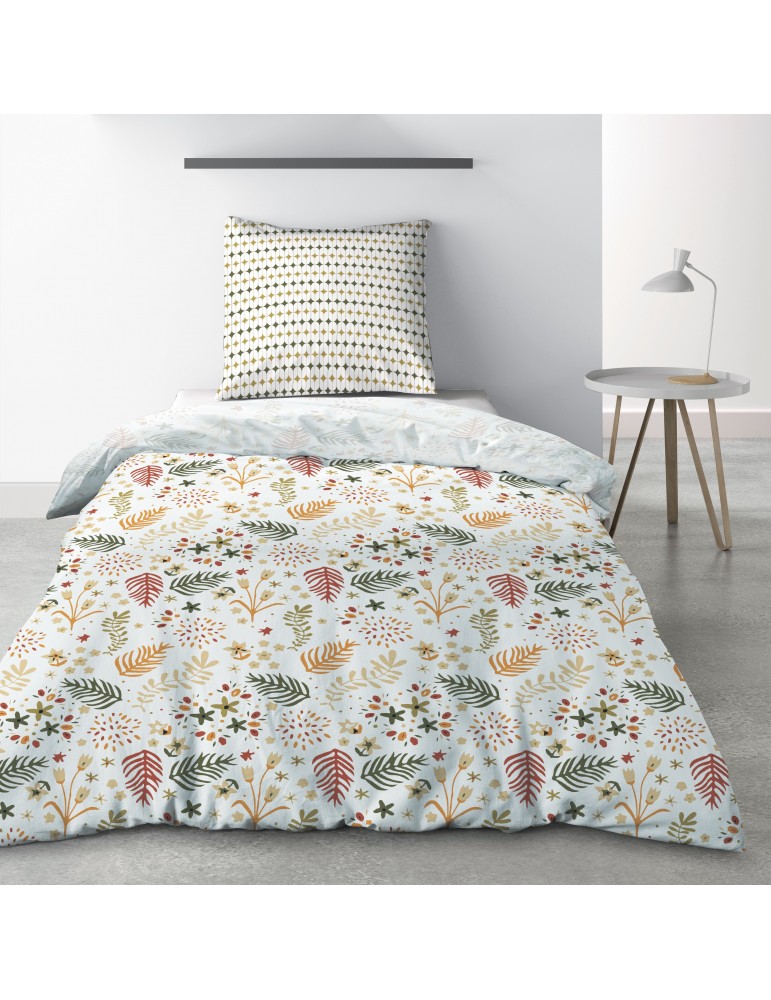 Parure de lit 1 personne Gardenia avec drap plat et taie d'oreiller Imprimé 180 x 290 4771000502Les Ateliers du Linge
