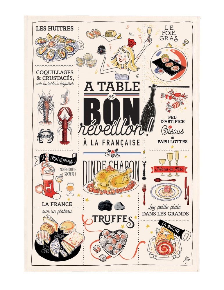 Torchon Bon réveillon Ecru 48 x 72 4451010000Winkler Torchon Bon réveillon Ecru 48 x 72 4451010000Winkler
