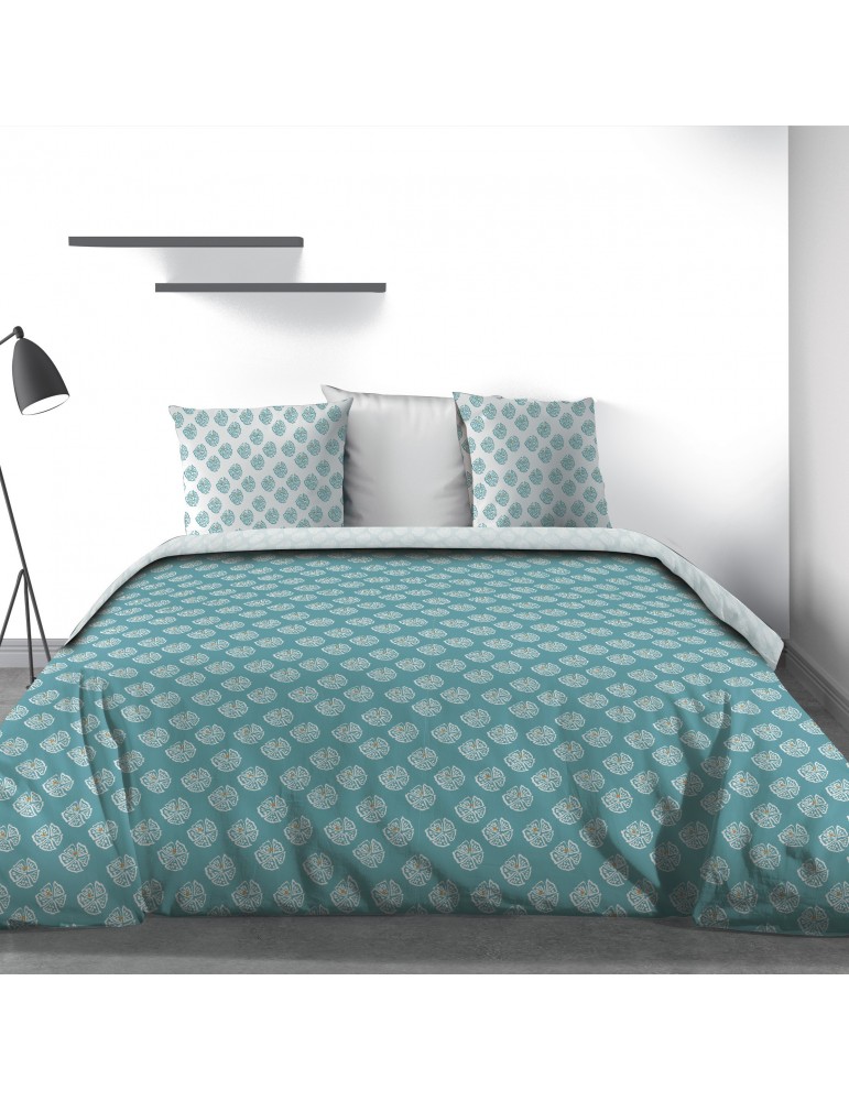 Parure de lit 2 personnes Kadi Blue avec drap plat et taies d'oreiller Imprimé 240 x 290 3817000503Les Ateliers du Linge Parure de lit 2 personnes Kadi Blue avec drap plat et taies d'oreiller Imprimé 240 x 290 3817000503Les Ateliers du Linge
