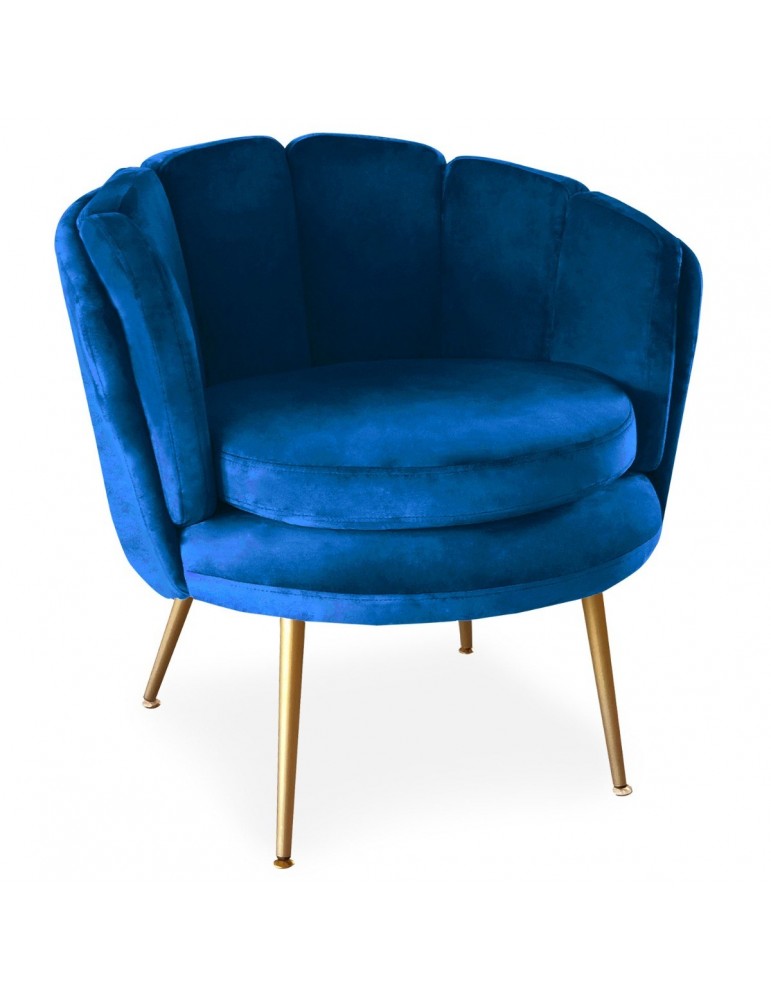 Fauteuil arrondi Brenda Velours Bleu lsr19127bluevelvet