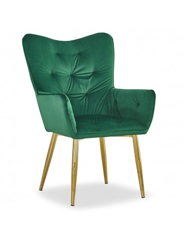 Fauteuil scandinave Cronin Velours Vert pieds Or dc7023greenvelvet