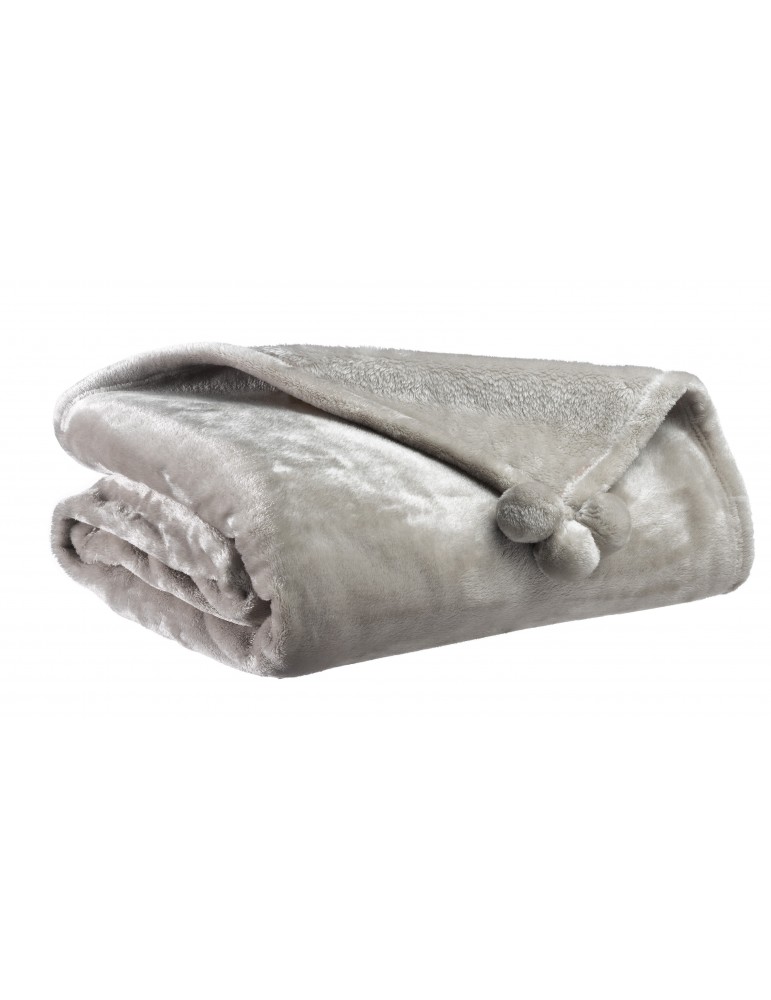 Plaid Tender pompons Perle 130 x 170 3916072000Vivaraise Plaid Tender pompons Perle 130 x 170 3916072000Vivaraise