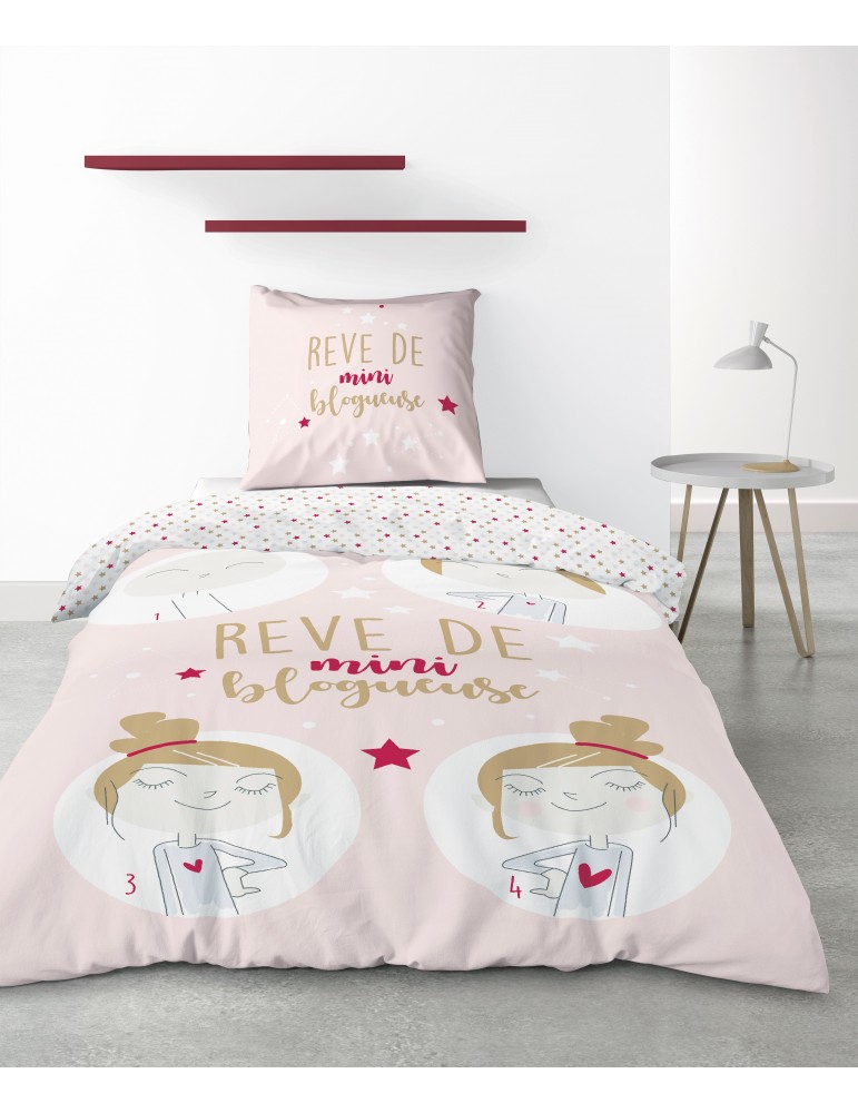 Parure de lit 1 personne Blogueuse avec housse de couette et taie d'oreiller Imprimé 140 x 200 4252000502Les Ateliers du Linge Parure de lit 1 personne Blogueuse avec housse de couette et taie d'oreiller Imprimé 140 x 200 4252000502Les Ateliers du Linge