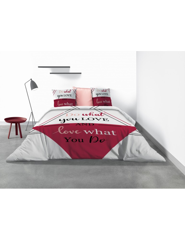 Parure de lit 2 personnes Red Love avec housse de couette et taies d'oreiller Imprimé 260 x 240 4154000503Les Ateliers du Linge