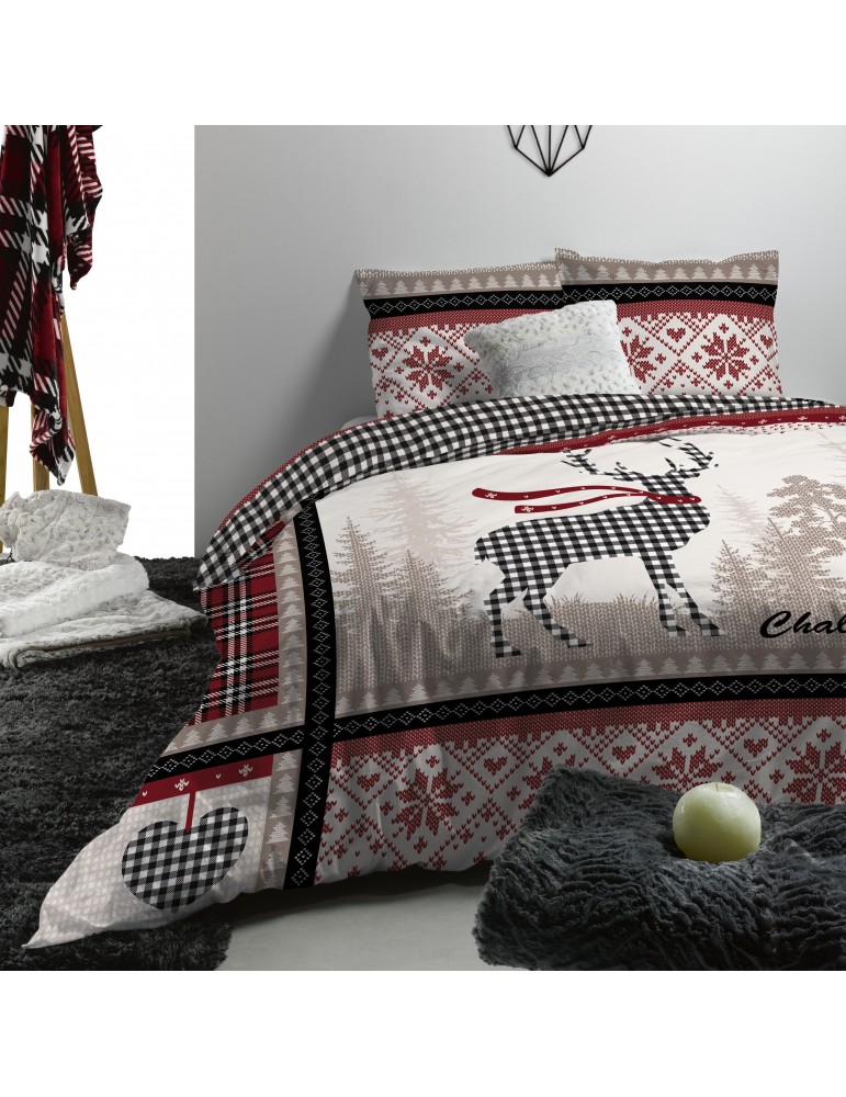 Parure de lit 2 personnes Chalet d'hiver avec housse de couette et taies d'oreiller Imprimé 240 x 220 4569000503Les Ateliers ... Parure de lit 2 personnes Chalet d'hiver avec housse de couette et taies d'oreiller Imprimé 240 x 220 4569000503Les Ateliers ...