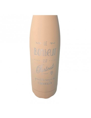 Bouteille isotherme inox 500ml rose "Le bonheur est partout" CRBBOT150RLabel'tour
