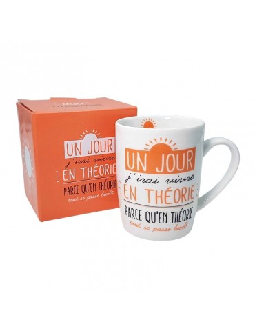 Mug "Un jour j'irai vivre en théorie" 370ml avec sa boite cadeau MUG05E01Kiub