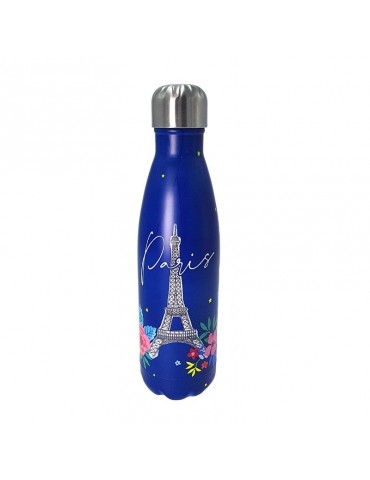 Bouteille isotherme inox 500ml Bleu- Paris en fleurs BOUTH20T01Kiub