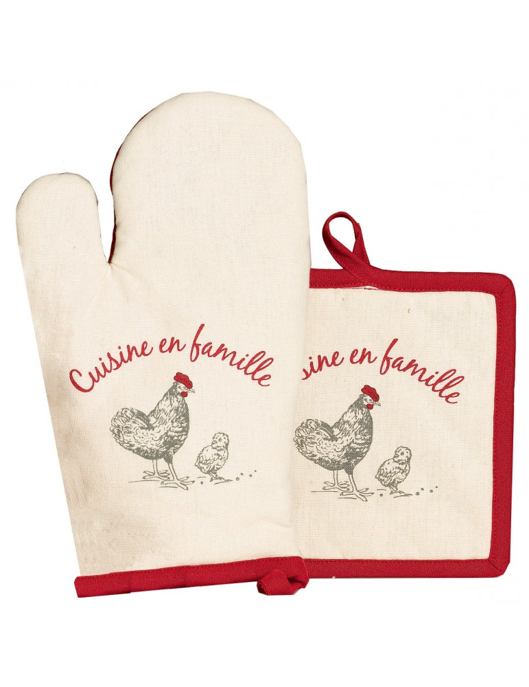 Gant de cuisine + Manique En famille Ivoire 18 x 28 6014011102Winkler Gant de cuisine + Manique En famille Ivoire 18 x 28 6014011102Winkler
