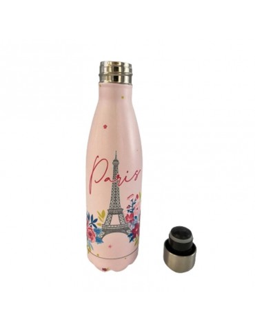 Bouteille isotherme inox 500ml Rose - Paris en fleurs BOUTH20T01- roseKiub