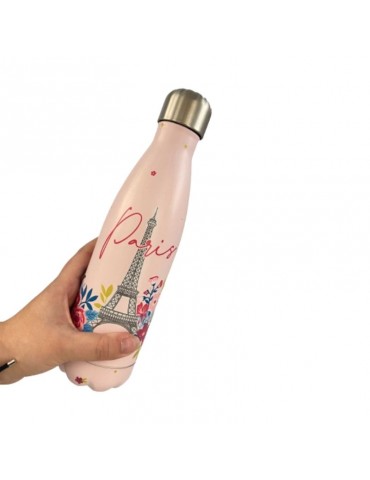 Gourde Isotherme Acier Inox 532 Ml Avec Poignée - Design Tour Eiffel - Pour École Et Sport