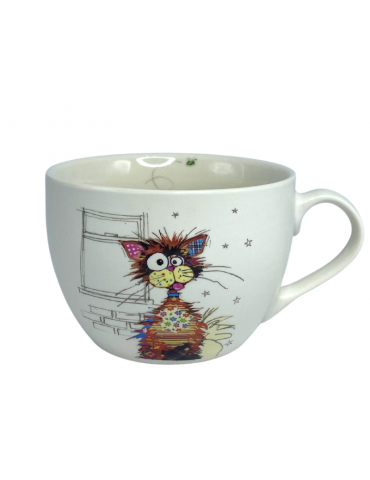 Bol à anse mat 500 ml "KOOK" chat Ziggy BOL21U02Kiub