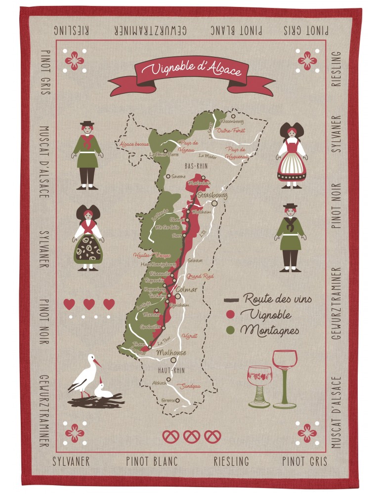Torchon Vignoble d'Alsace Ficelle 50 x 70 8326080000Winkler Torchon Vignoble d'Alsace Ficelle 50 x 70 8326080000Winkler