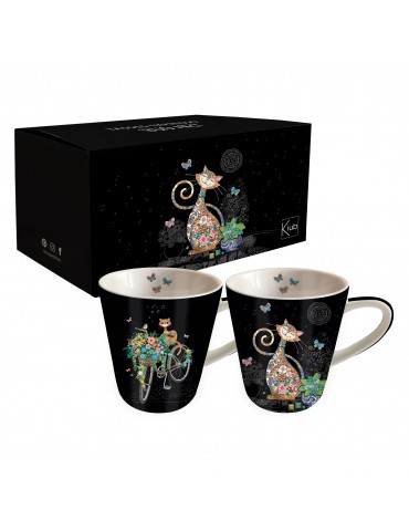 Coffret 2 tasses expresso noires Bug Art Chats MUGP03C01Kiub