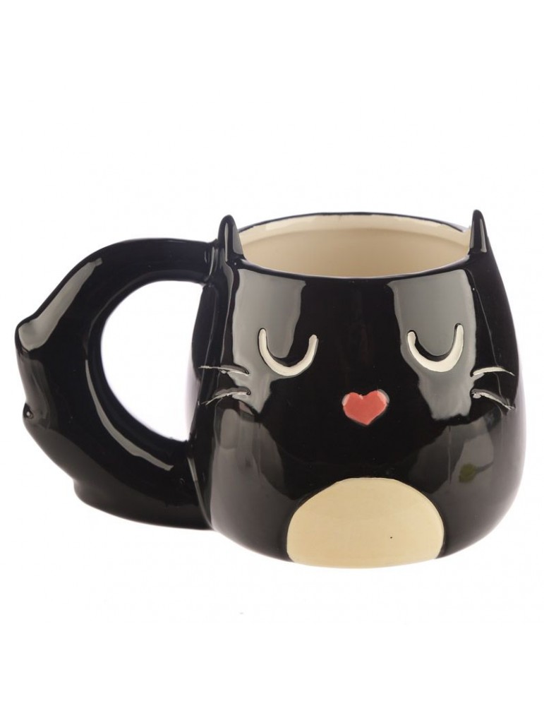 Mug à anse décoré Féline Fine 400ml - Chat noir SMUG179