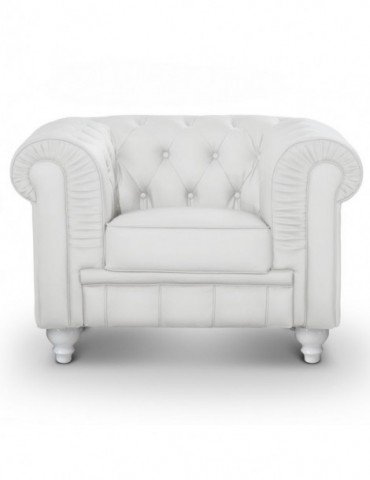 Fauteuil Chesterfield Blanc A605-1-Blanc