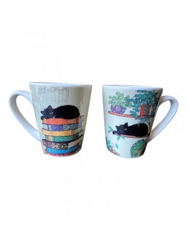 DUO MINI MUG CONIQUE + BOITE OUVERTE BUG ART CHATON PLANTES / LIVRES MUGDUO34H01Kiub