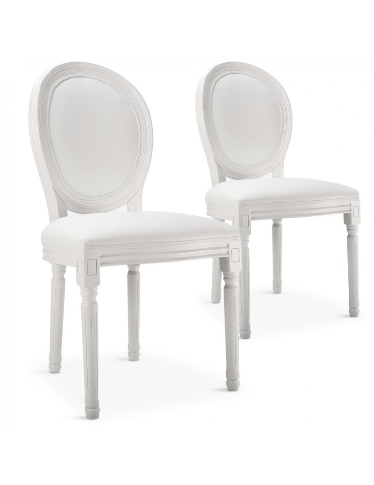 Lot de 2 chaises médaillon Louis XVI Simili (P.U) Blanc 24501publanc