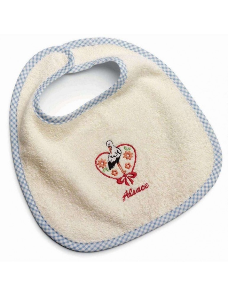 Bavoir Cigogne Fleurs Ivoire ganse bleue 28 x 30 3041060000Winkler Bavoir Cigogne Fleurs Ivoire ganse bleue 28 x 30 3041060000Winkler