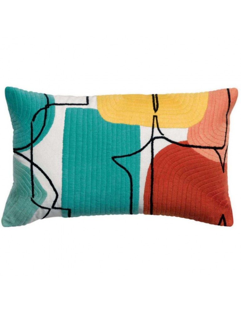 Coussin Romane brodé Multico 40 x 65 8885000000Vivaraise Coussin Romane brodé Multico 40 x 65 8885000000Vivaraise