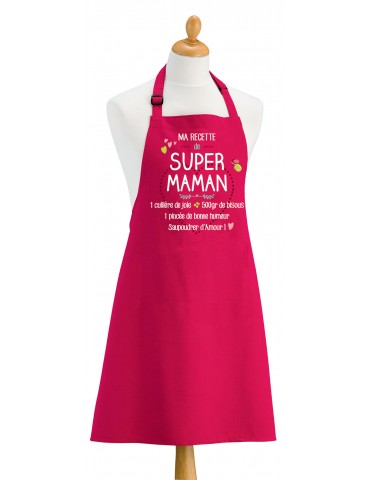 Tablier de cuisine Super Maman sans poche Rose 72 x 90 1636035000Winkler