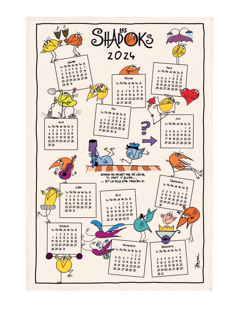 Torchon Shadoks Calendrier 2024 Ecru 48 x 72 2031024000Winkler