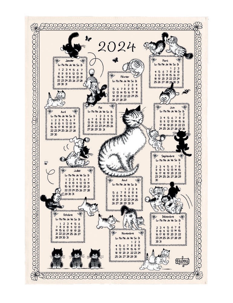 Torchon Dubout Calendrier Chatons 2024 Ecru 48 x 72 6220024000Winkler