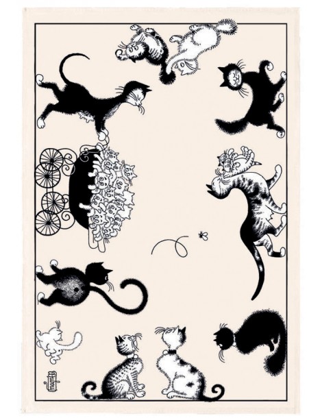 Tablier De Cuisine Dubout Chat Horloge Gris 72 X 85