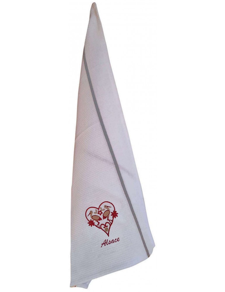 Torchon nid d'abeilles Cigogne Harz Alsace Blanc/gris 50 x 70 8328093000Winkler Torchon nid d'abeilles Cigogne Harz Alsace Blanc/gris 50 x 70 8328093000Winkler