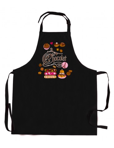 Tablier de cuisine sans poche Éclairs au chocolat Noir 72 x 90 1674070000Winkler